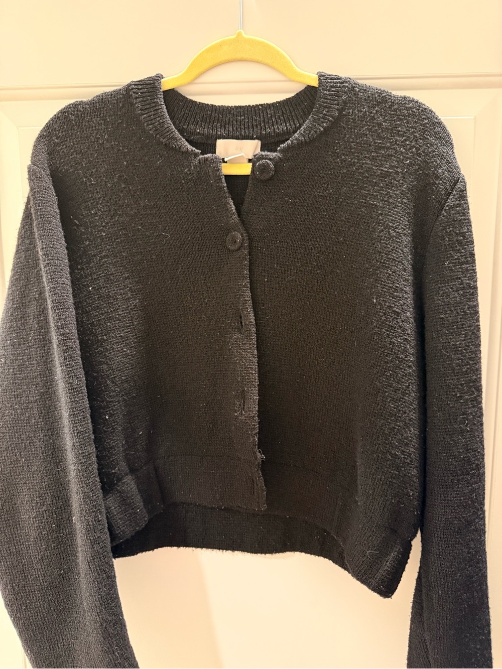 H&M Black Cropped Knit Button Cardigan MEDIUM